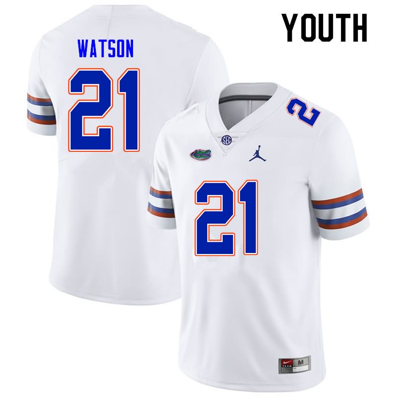 Youth NCAA Florida Gators Desmond Watson #21 Stitched Authentic Nike White College Football Jersey BHW7765ZN